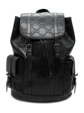 Gucci Black Leather GG Backpack