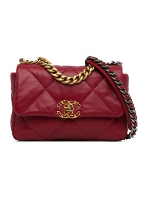 Chanel Red Medium Lambskin 19 Flap Bag