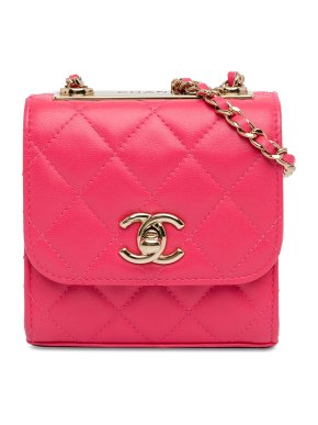 Chanel Pink Mini Lambskin Trendy CC Clutch With Chain
