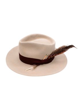 Nick Fouquet Stone Grey Felt Feather Detail Matchstick Fedora