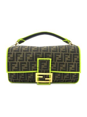 Fendi Monogram Large Zucca Fluo Trim Baguette Bag