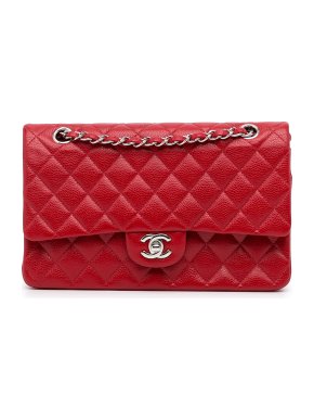 Chanel Red Caviar Leather Medium Double Flap Bag