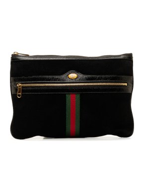 Gucci Black Suede Ophidia  Clutch Bag