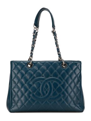 Chanel Blue Caviar Leather Grand Shopping Tote