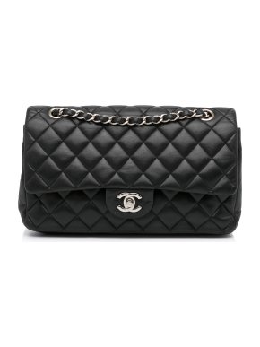 Chanel Black Lambskin Medium Double Flap Bag