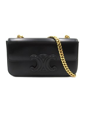 Celine Black Cuir Triomphe Chain Shoulder Bag