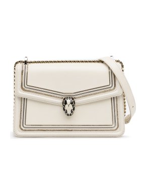 Bvlgari Cream Serpenti Diamond Blast Crossbody Bag