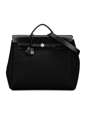 Hermes Black Toile Herbag MM