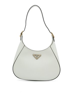 Prada White Leather Spazzolato Cleo Hobo