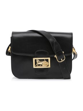 Celine Black Horse Carriage Shoulder Bag