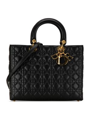 Dior Black Large Lambskin Cannage Lady Dior