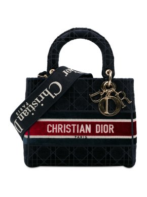 Dior Navy Blue Velvet Medium Lady D-Lite