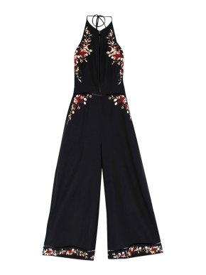 Zimmermann Black Embroidered Linen Jumpsuit