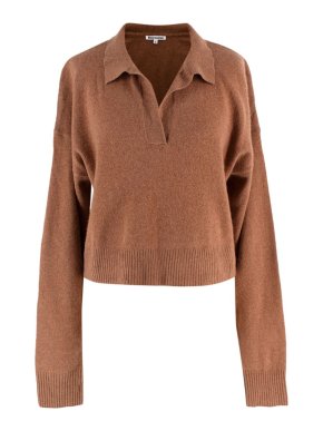 Reformation Tan Beckie Cashmere Collared Sweater