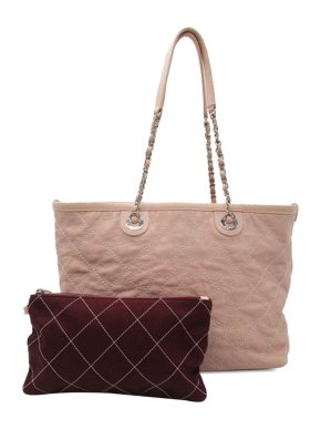 Chanel Nude Caviar Leather Wild Stitch Tote Bag