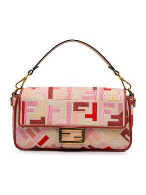 Fendi Pink Zucca Embroidered Baguette Bag 1