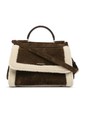 Dolce & Gabbana Brown Shearling Miss Sicily Bag
