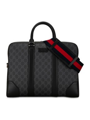 Gucci Black GG Supreme Web Business Bag