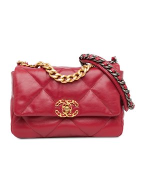 Chanel Raspberry Medium Lambskin 19 Flap Bag