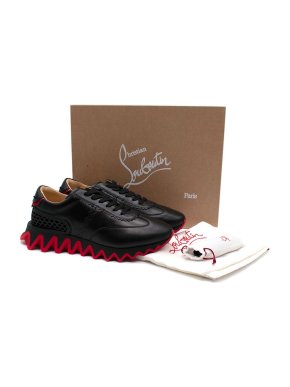 Christian Louboutin Loubishark Black And Red Leather Sneakers