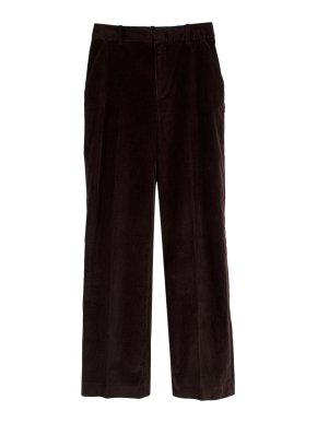 Frame Brown Cord High-Rise Relaxed Trousers