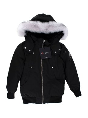 Moose Knuckles Black Kids Unisex Fur Bomber Jacket