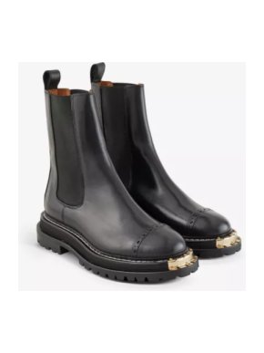 Sandro Black Liam Leather Mid-Calf Boots