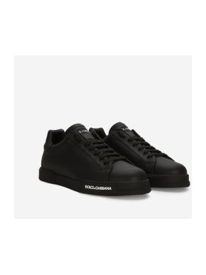 Dolce & Gabbana Black Leather Portofino Sneakers