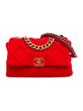 Chanel Red Large Jersey 19 Flap Bag