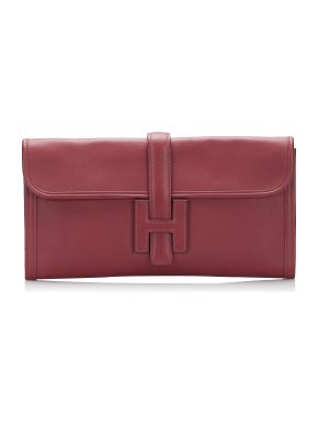 Hermes Burgundy Swift Jige Elan Clutch