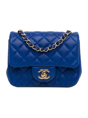 Chanel Blue Lambskin Mini Square Single Flap Bag