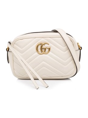 Gucci Cream Mini GG Marmont Matelasse Crossbody Bag