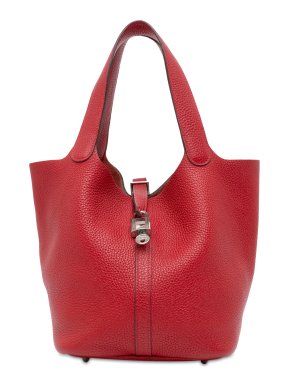 Hermes Picotin Lock 22 in Rouge Vif Clemence Leather with Palladium Hardware