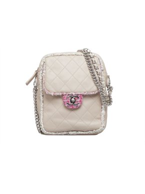 Chanel Pale Pink Elegant Tweed Crossbody Bag