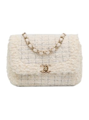 Chanel Cream Mini Tweed Crossbody Flap Bag