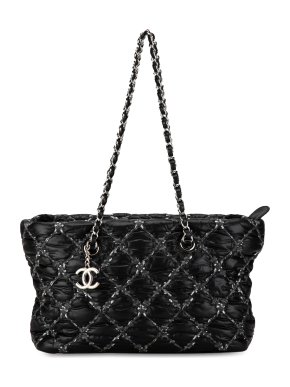 Chanel Black Paris-Byzance CC Nylon Tweed On Stitch Tote