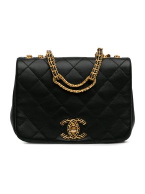 Chanel Black Quilted Lambskin On and On Flap Bag