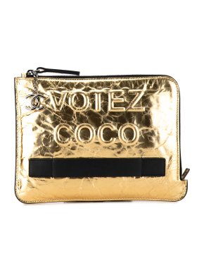 Chanel Metallic Lambskin Votez Coco Clutch