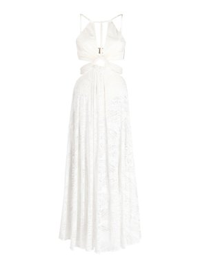 PatBo White Pearl Embellished Cut Out Beach Dress