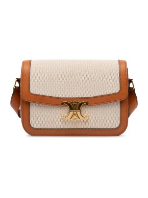 Celine Cream Canvas Classique Triomphe Crossbody Bag