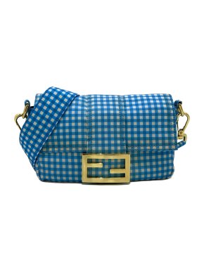 Fendi Blue Gingham Joshua Vides Mini Nylon Convertible Baguette