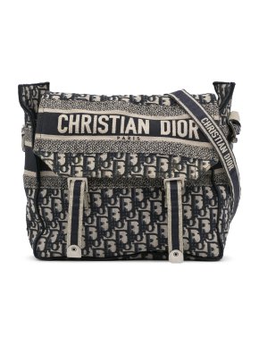 Blue Canvas Oblique Diorcamp Shoulder Tote 1