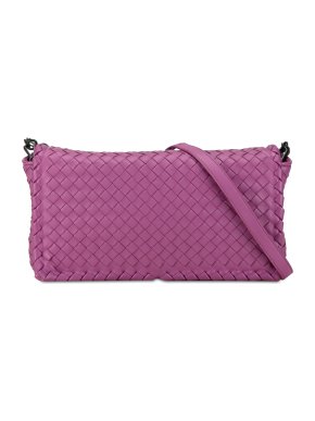 Bottega Veneta Purple Nappa Intrecciato Dahlia Clutch Crossbody