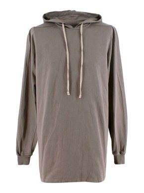 Rick Owens Muted Khaki Longline Hooded Cotton-Jersey Sweatshirt