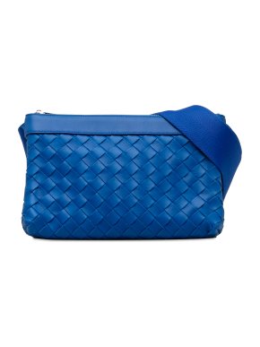 Bottega Veneta Blue Intrecciato Duo Crossbody