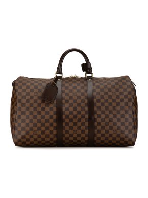 Louis Vuitton Brown Coated Canvas Damier Ebene Keepall 50