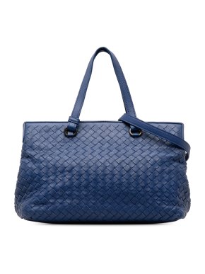Bottega Veneta Blue Intrecciato Convertible Satchel