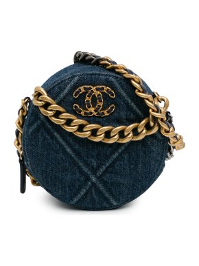 Chanel Blue Denim 19 Round Clutch with Chain
