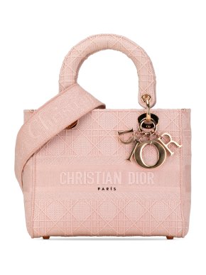 Dior Pink Leather Medium Cannage Lady D-Lite