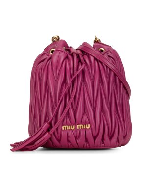 Miu Miu Pink Leather Matelasse Bucket